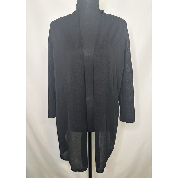 J. Jill Wearever Collection Sheer Cardigan Wm's Size XL Petite Black Long Sleeve - Picture 1 of 11